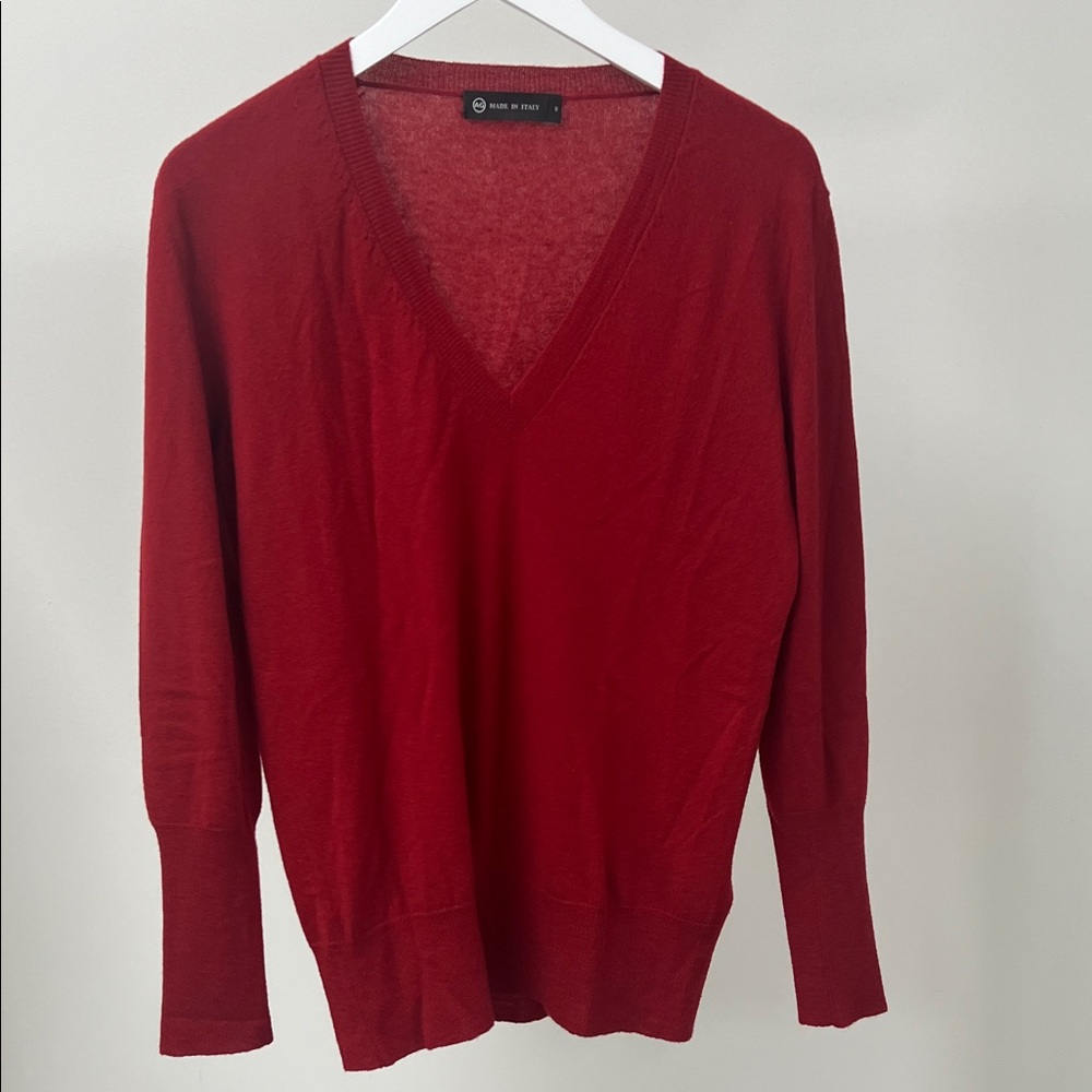 Ag Adriano Goldschmied Deep Red V-Neck Sweater